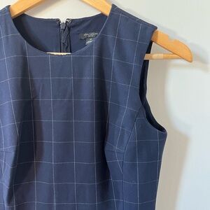 Petite Ann Taylor blue checkered suit sheath dress. Size 0P. Excellent condition